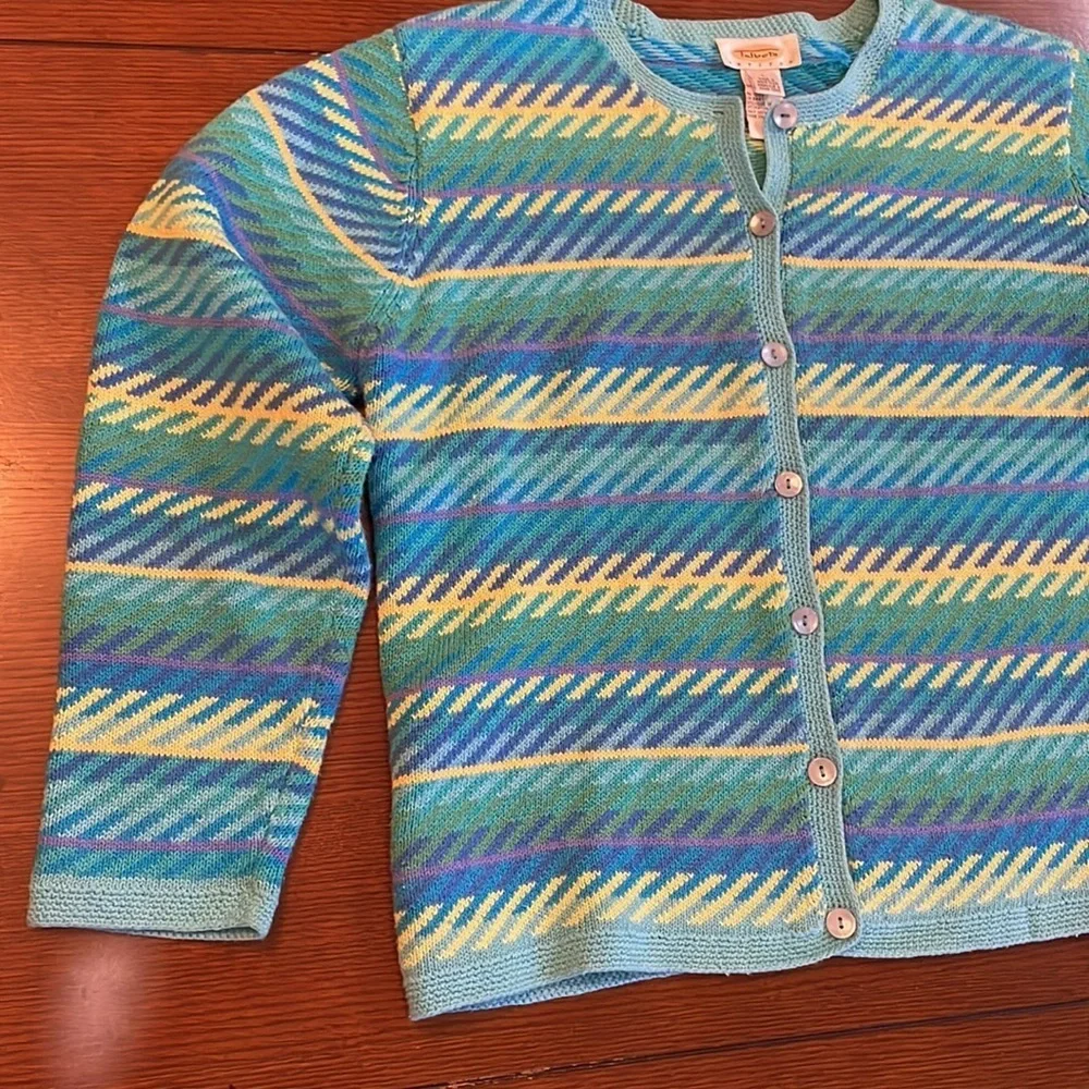 Vintage Talbots Petites Cardigan. Large petite. Spring colors.